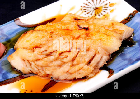 Sablefish grilled with sweet sauce in Japanese style. Stock Photo