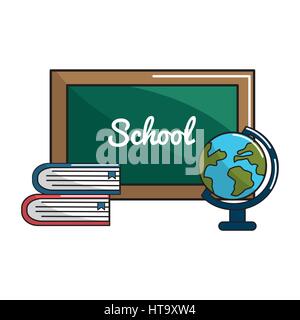 school board with books and earth planet desk icon Stock Vector
