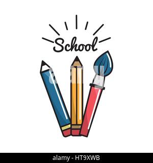 pencil case school tools icon Stock Vector