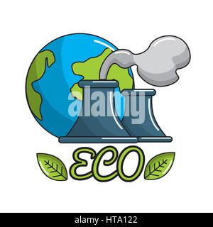 save planet of pollution factories icon, vector illustration design Stock Vector