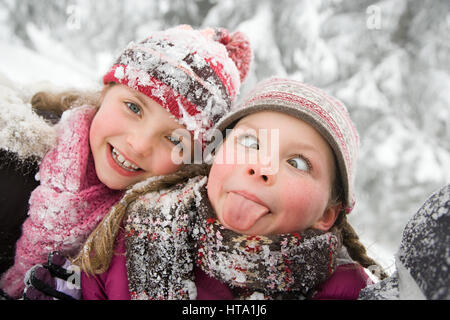 Girls in the snow Stock Photo