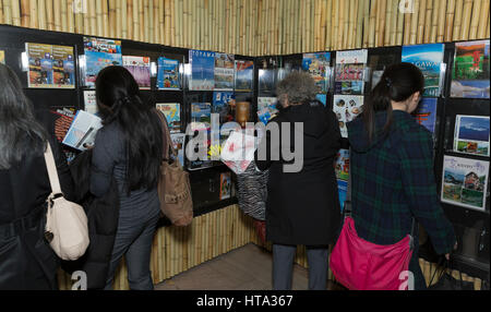 New York, USA. 08th Mar, 2017. New Yorkers browse travel flyers during Japan week at Vanderbilt Hall of Grand Central Terminal Credit: lev radin/Alamy Live News Stock Photo