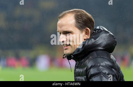 Dortmund, Germany. 08th Mar, 2017. Dortmund's manager Thomas Tuchel during the UEFA Champions League round of 16 second-leg soccer match between Borussia Dortmund and S.L. Benfica at Signal Iduna Park in Dortmund, Germany, 08 March 2017. Photo: Guido Kirchner/dpa/Alamy Live News Stock Photo