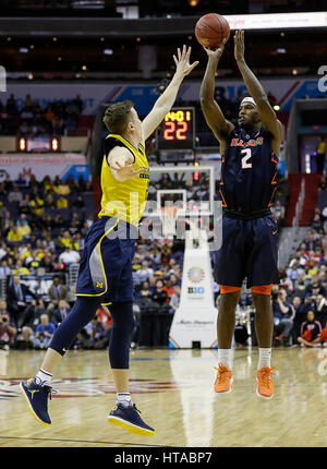 March 9, 2017: Illinois Fighting Illini F #2 Kipper Nichols takes a shot during a Big 10 Men's Basketball Tournament game between the Illinois Fighting Illini and the Michigan Wolverines at the Verizon Center in Washington, DC Justin Cooper/CSM Stock Photo