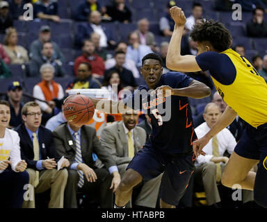 March 9, 2017: Illinois Fighting Illini G #5 Jalen Coleman-Lands tries to go to the basket during a Big 10 Men's Basketball Tournament game between the Illinois Fighting Illini and the Michigan Wolverines at the Verizon Center in Washington, DC Justin Cooper/CSM Stock Photo