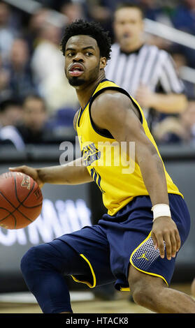 March 9, 2017: Michigan Wolverines G #10 Derrick Walton Jr. during a Big 10 Men's Basketball Tournament game between the Illinois Fighting Illini and the Michigan Wolverines at the Verizon Center in Washington, DC Michigan defeats Illinois, 75-55. Justin Cooper/CSM Stock Photo