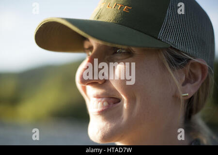 Idaho, USA. 7th Aug, 2016. Courtney Conklin and Jed Conklin flyfish for trout on the North Fork of the Coeur d'Alene River in North Idaho on a summer evening. Credit: Credit: /ZUMA Wire/Alamy Live News Stock Photo