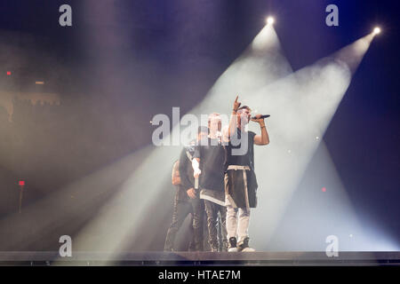 Rosemont, Illinois, USA. 23rd May, 2015. MARK WAHLBURG and JOEY MCINTYRE of New Kids on the Block perform live on the NKOTB Main Event Tour at Allstate Arena in Rosemont, Illinois Credit: Daniel DeSlover/ZUMA Wire/Alamy Live News Stock Photo