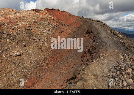 Hiking trail climb to the North Breakthrough Great Tolbachik Fissure Eruption 1975 Stock Photo