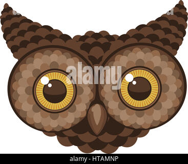 Staring Owl Head vector illustration. Stock Photo