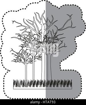 contour leafless trees icon, vector illustraction design image Stock Vector