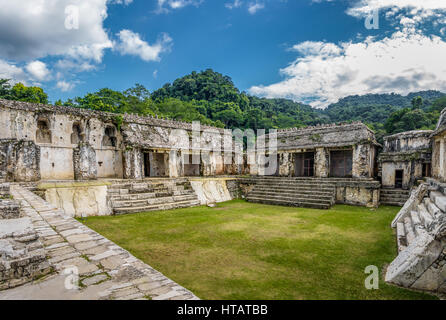 Palace at mayan ruins of Palenque - Chiapas, Mexico Stock Photo