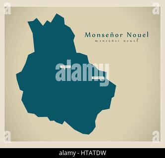 Modern Map - Monsenor Nouel DO illustration silhouette Stock Vector