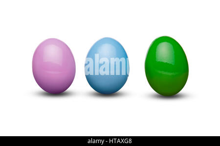 Colorful decorated Easter eggs isolated on a white background. Stock Photo