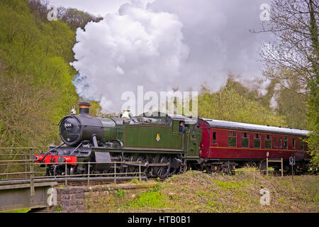 Tank engine on the Churnet Valley railway leaving Consall station. Stock Photo