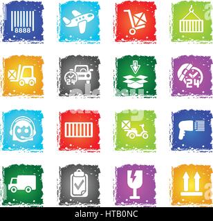 delivery service web icons in grunge style for user interface design Stock Vector