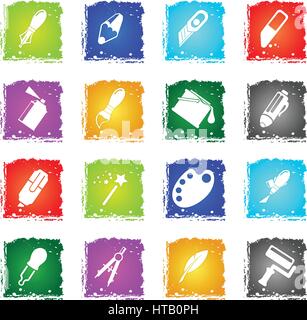 Design tools simply icons in grunge style for user interface design Stock Vector