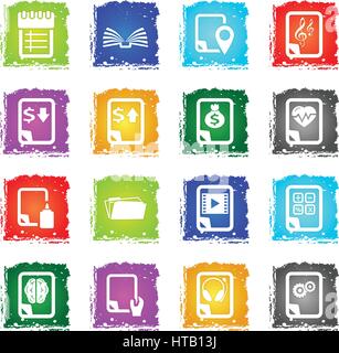 document web icons in grunge style for user interface design Stock Vector