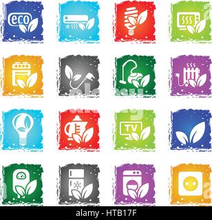 eco web icons in grunge style for user interface design Stock Vector