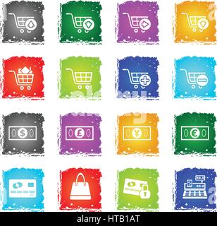 marketing and e-commerce icons in grunge style for user interface design Stock Vector