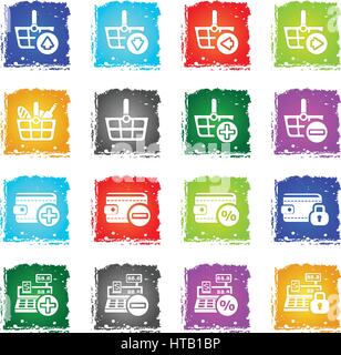marketing and e-commerce icons in grunge style for user interface design Stock Vector