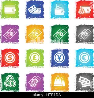 marketing and e-commerce icons in grunge style for user interface design Stock Vector