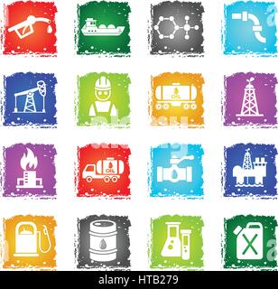 extraction of oil icon set web icons in grunge style for user interface design Stock Vector