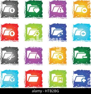 folder web icons in grunge style for user interface design Stock Vector