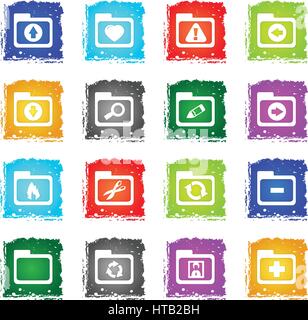 folder web icons in grunge style for user interface design Stock Vector