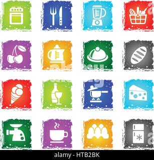 food and kitchen web icons in grunge style for user interface design Stock Vector