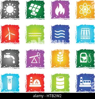 fuel and power web icons in grunge style for user interface design Stock Vector