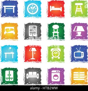 furniture web icons in grunge style for user interface design Stock Vector