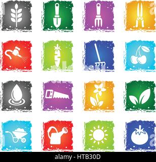 gardening web icons in grunge style for user interface design Stock Vector