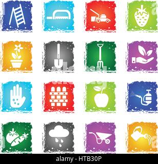 gardening web icons in grunge style for user interface design Stock Vector