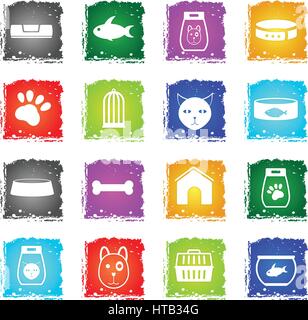 goods for pets web icons in grunge style for user interface design Stock Vector