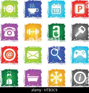 Hotel simply symbol in grunge style for user interface design Stock Vector