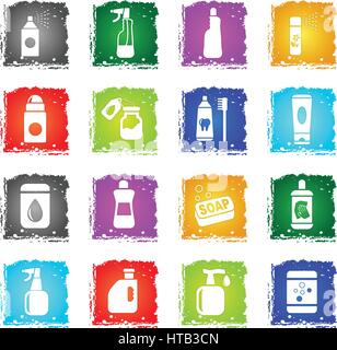 household chemicals web icons in grunge style for user interface design Stock Vector