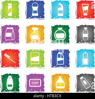 Houshold chemicals silhouette simply icons in grunge style for user interface design Stock Vector