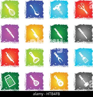 kitchen tools simply symbol in grunge style for user interface design Stock Vector