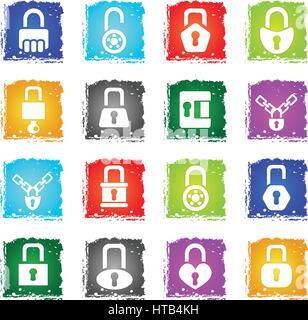 lock web icons in grunge style for user interface design Stock Vector