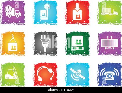 Logistics simply symbols in grunge style for user interface design Stock Vector