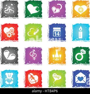 Valentines and Love simply symbols in grunge style for user interface design Stock Vector