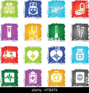 medicine web icons in grunge style for user interface design Stock Vector