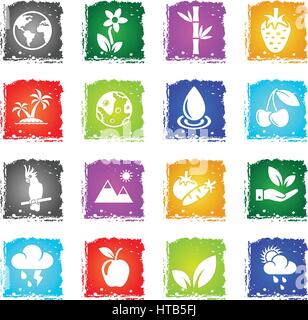 nature web icons in grunge style for user interface design Stock Vector