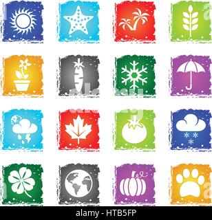 nature web icons in grunge style for user interface design Stock Vector