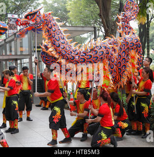 Singapore, Chinese New Year, dragon dance, people, Stock Photo