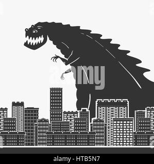 Monster In A Town Vector Illustration Stock Vector