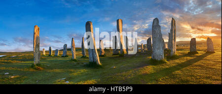 Megalithic standing stones of Callanish on the Isle of Lewis Scotland Stock Photo
