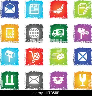 post service web icons in grunge style for user interface design Stock Vector
