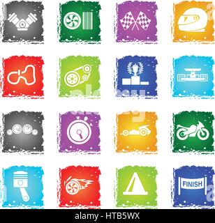Racing simply symbols in grunge style for user interface design Stock Vector